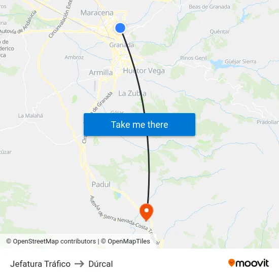 Jefatura Tráfico to Dúrcal map