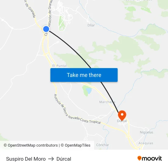 Suspiro Del Moro to Dúrcal map