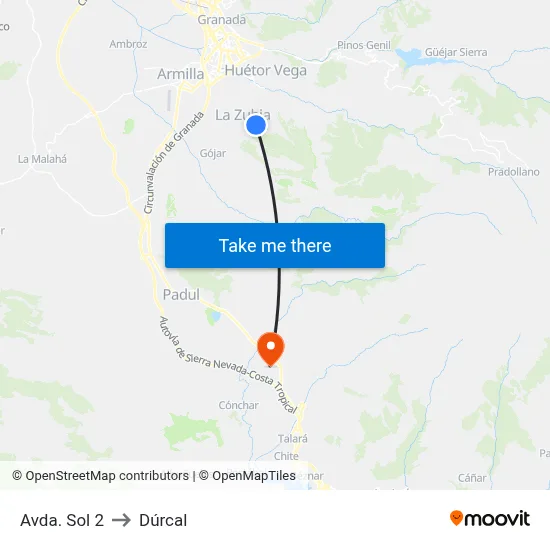Avda. Sol 2 to Dúrcal map