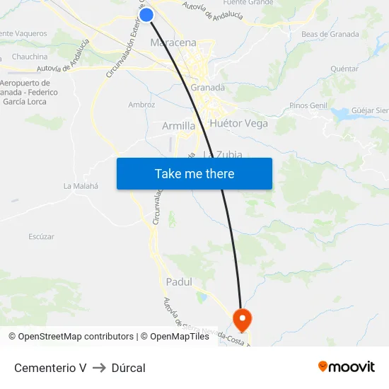 Cementerio V to Dúrcal map