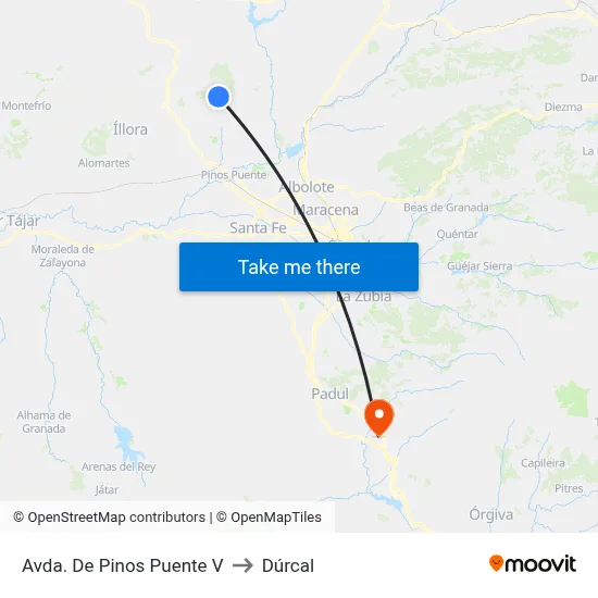 Avda. De Pinos Puente V to Dúrcal map
