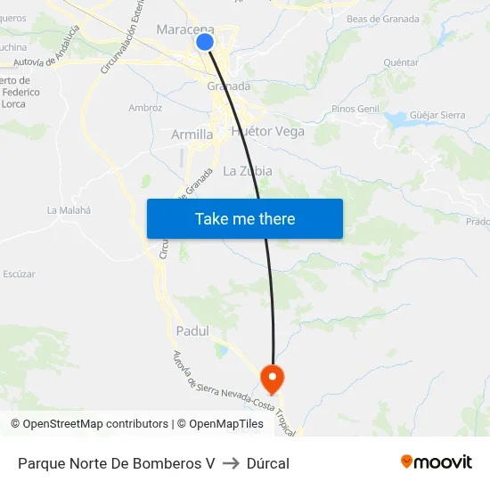 Parque Norte De Bomberos V to Dúrcal map