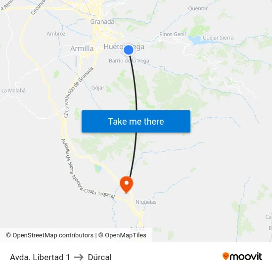Avda. Libertad 1 to Dúrcal map
