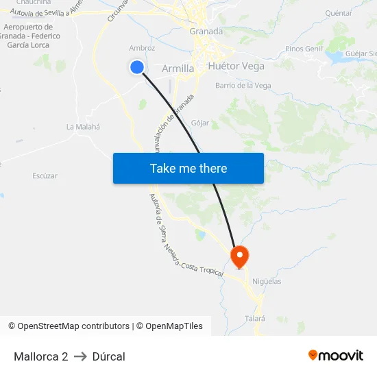 Mallorca 2 to Dúrcal map