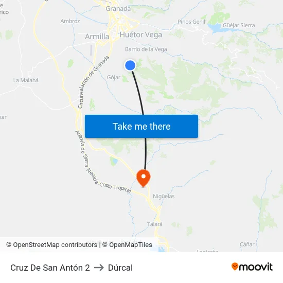 Cruz De San Antón 2 to Dúrcal map