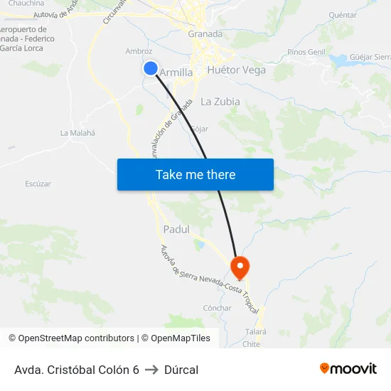 Avda. Cristóbal Colón 6 to Dúrcal map