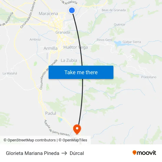 Glorieta Mariana Pineda to Dúrcal map