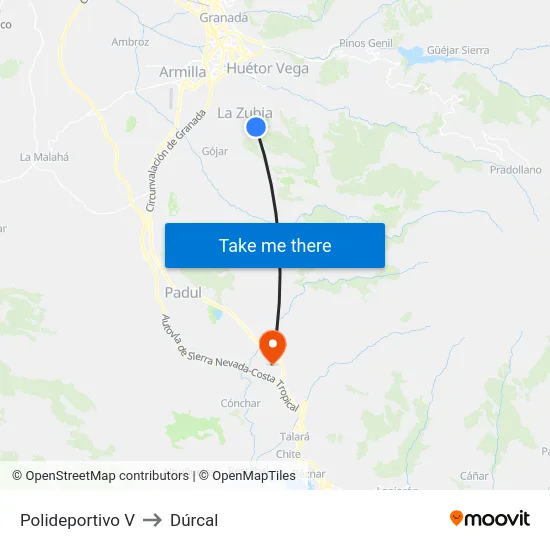 Polideportivo V to Dúrcal map