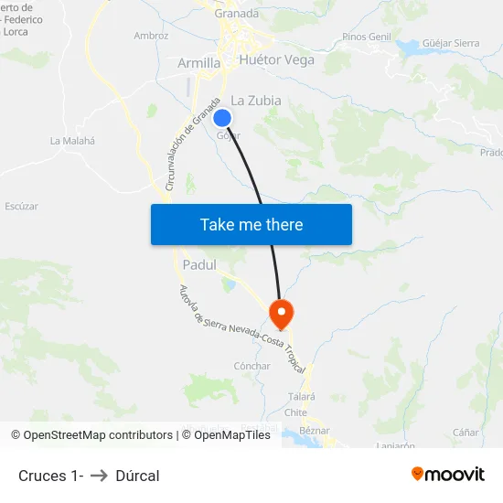 Cruces 1- to Dúrcal map