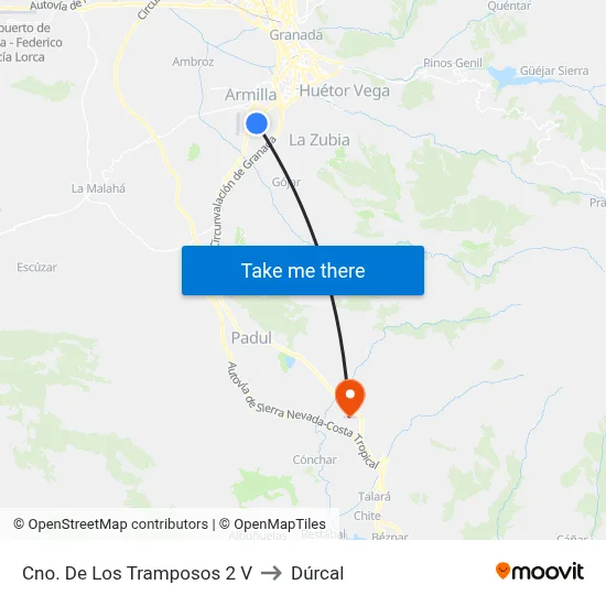 Cno. De Los Tramposos 2 V to Dúrcal map
