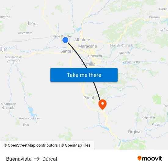 Buenavista to Dúrcal map