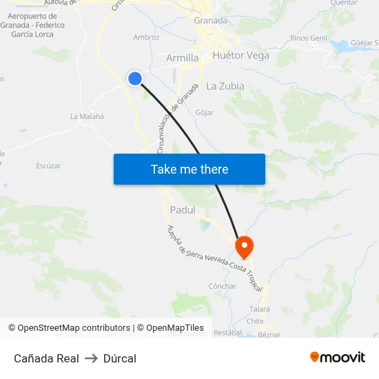 Cañada Real to Dúrcal map