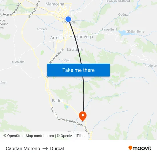 Capitán Moreno to Dúrcal map