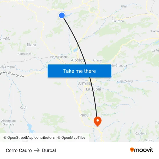 Cerro Cauro to Dúrcal map