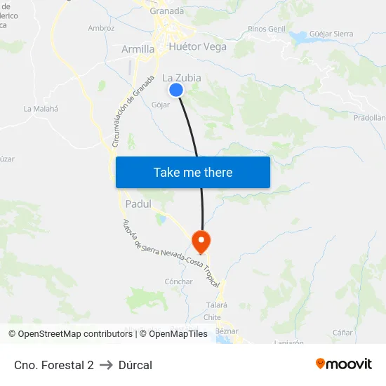 Cno. Forestal 2 to Dúrcal map