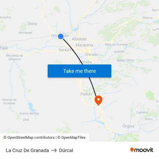 La Cruz De Granada to Dúrcal map