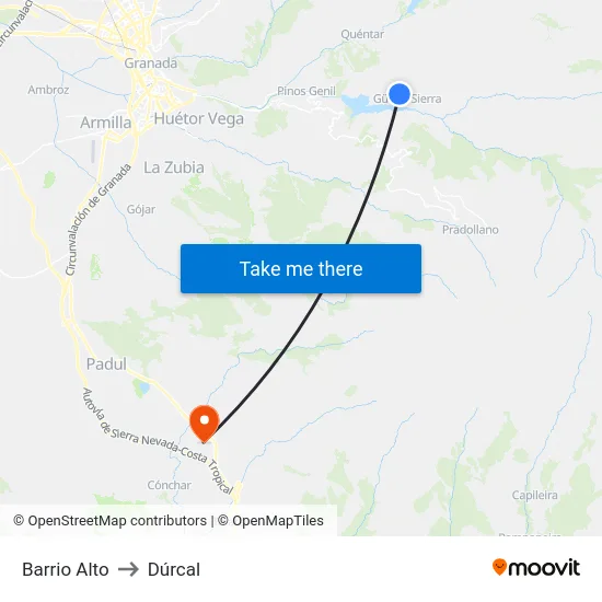 Barrio Alto to Dúrcal map