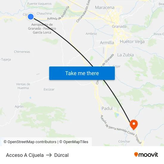 Acceso A Cijuela to Dúrcal map