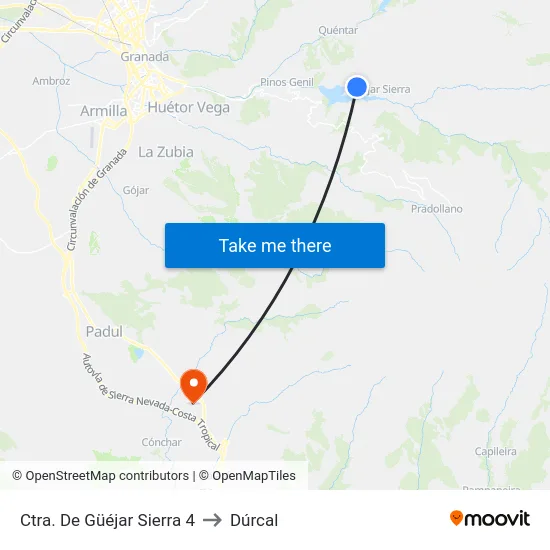 Ctra. De Güéjar Sierra 4 to Dúrcal map