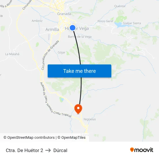 Ctra. De Huétor 2 to Dúrcal map