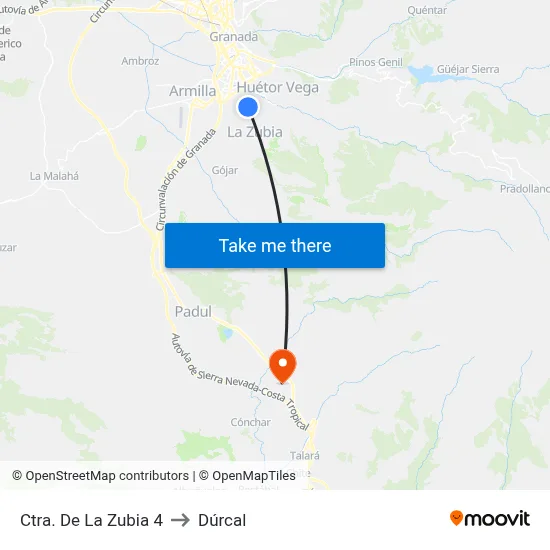 Ctra. De La Zubia 4 to Dúrcal map