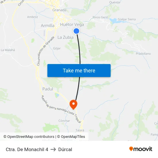 Ctra. De Monachil 4 to Dúrcal map