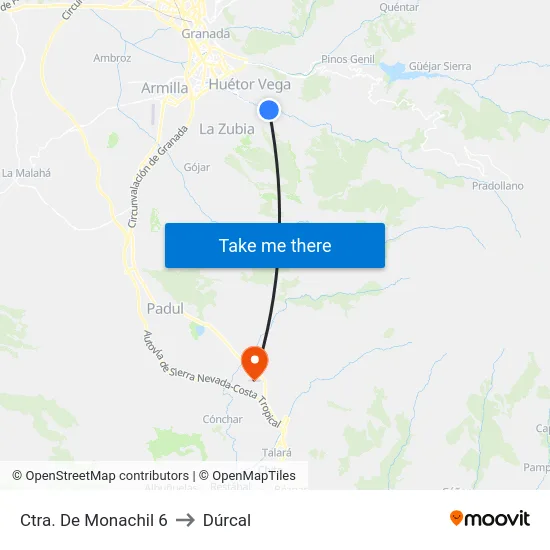 Ctra. De Monachil 6 to Dúrcal map