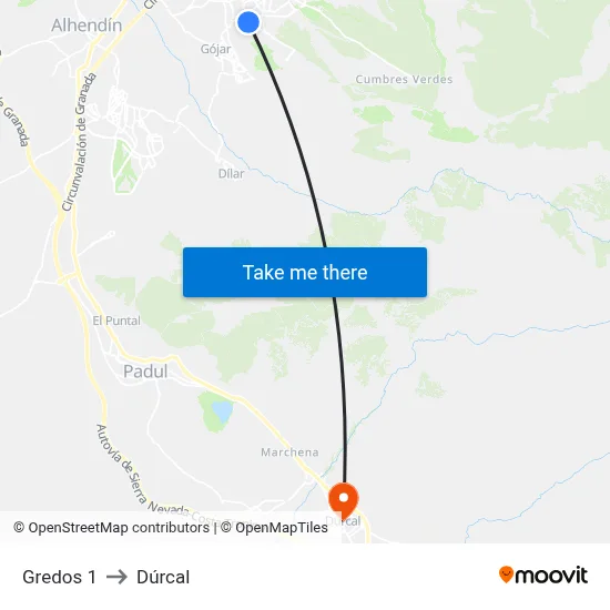Gredos 1 to Dúrcal map