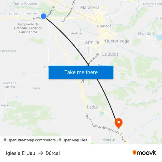 Iglesia El Jau to Dúrcal map