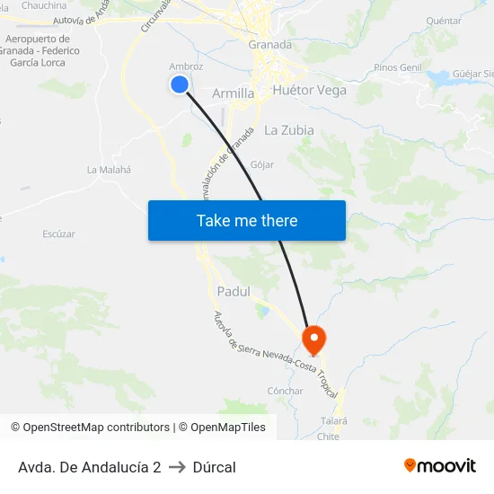Avda. De Andalucía 2 to Dúrcal map
