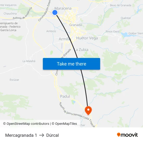 Mercagranada 1 to Dúrcal map