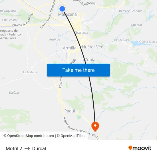 Motril 2 to Dúrcal map