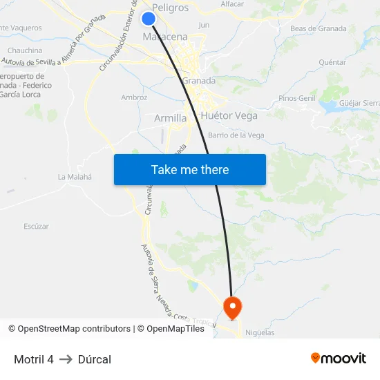 Motril 4 to Dúrcal map