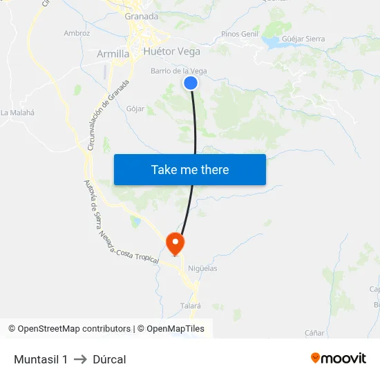 Muntasil 1 to Dúrcal map