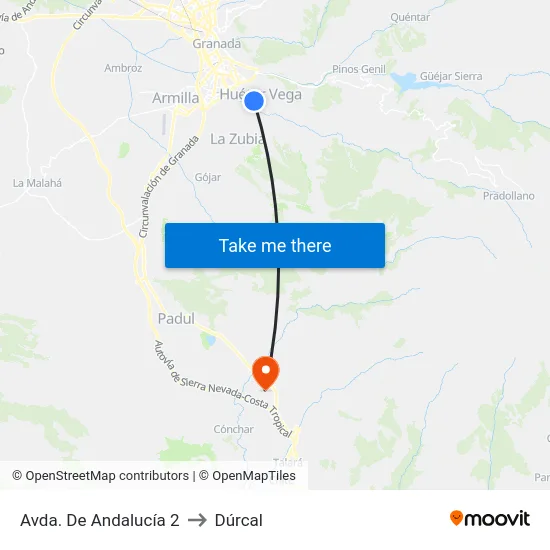 Avda. De Andalucía 2 to Dúrcal map