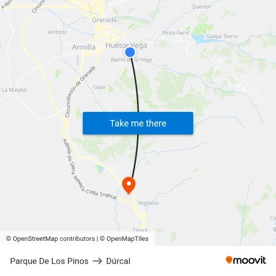 Parque De Los Pinos to Dúrcal map