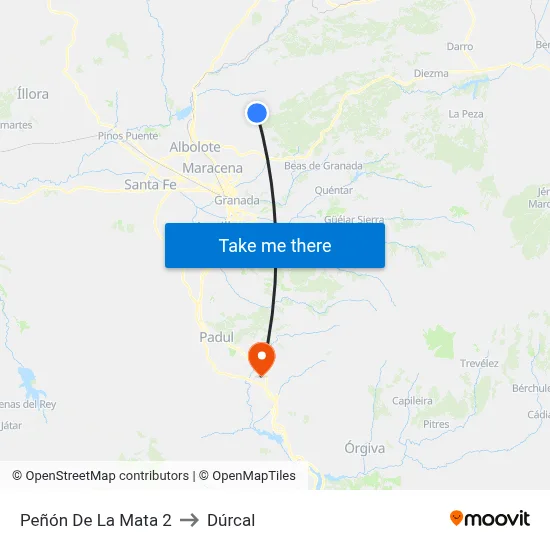 Peñón De La Mata 2 to Dúrcal map