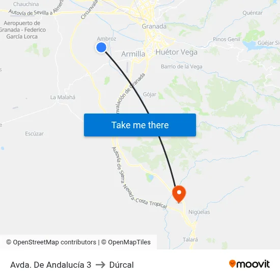 Avda. De Andalucía 3 to Dúrcal map