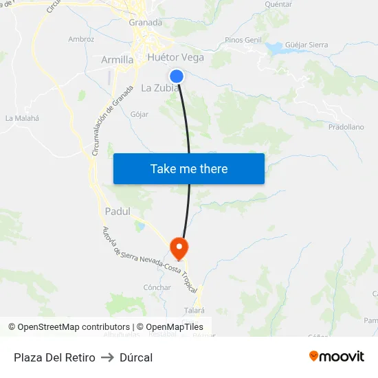 Plaza Del Retiro to Dúrcal map