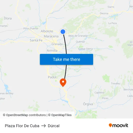 Plaza Flor De Cuba to Dúrcal map