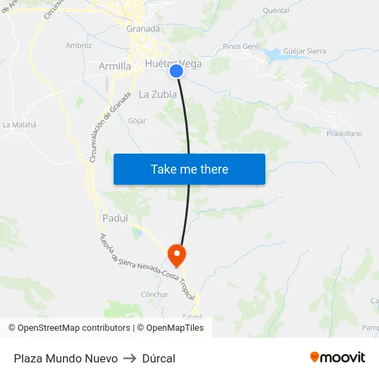 Plaza Mundo Nuevo to Dúrcal map