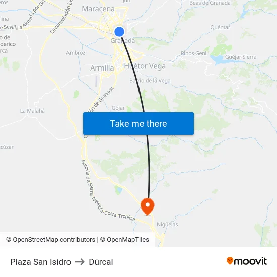 Plaza San Isidro to Dúrcal map