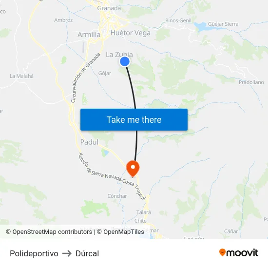 Polideportivo to Dúrcal map