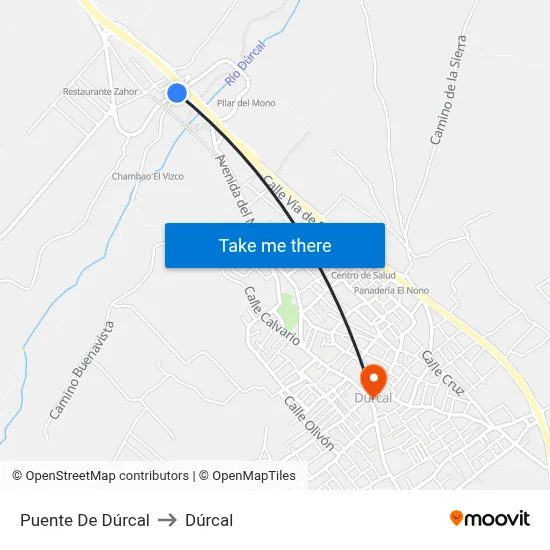 Puente De Dúrcal to Dúrcal map