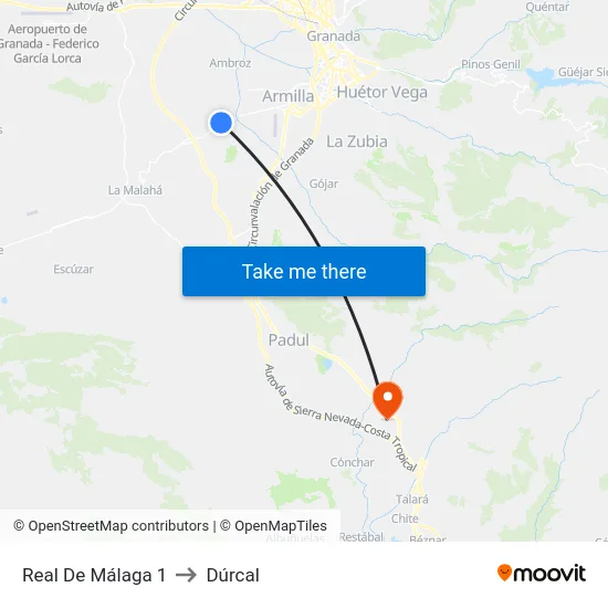 Real De Málaga 1 to Dúrcal map