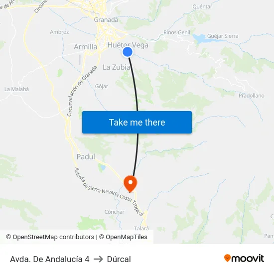 Avda. De Andalucía 4 to Dúrcal map
