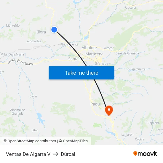 Ventas De Algarra V to Dúrcal map