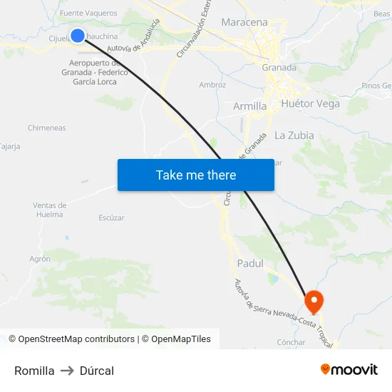 Romilla to Dúrcal map