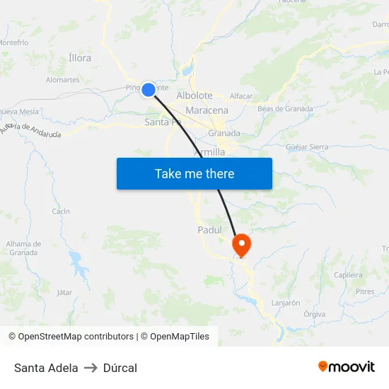 Santa Adela to Dúrcal map