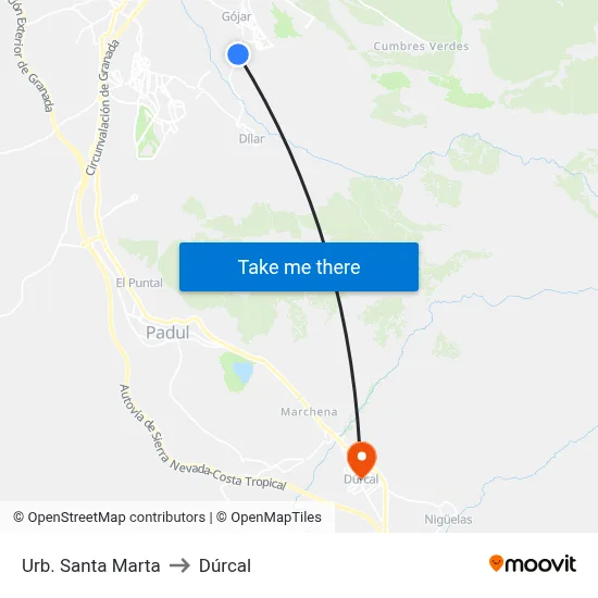 Urb. Santa Marta to Dúrcal map